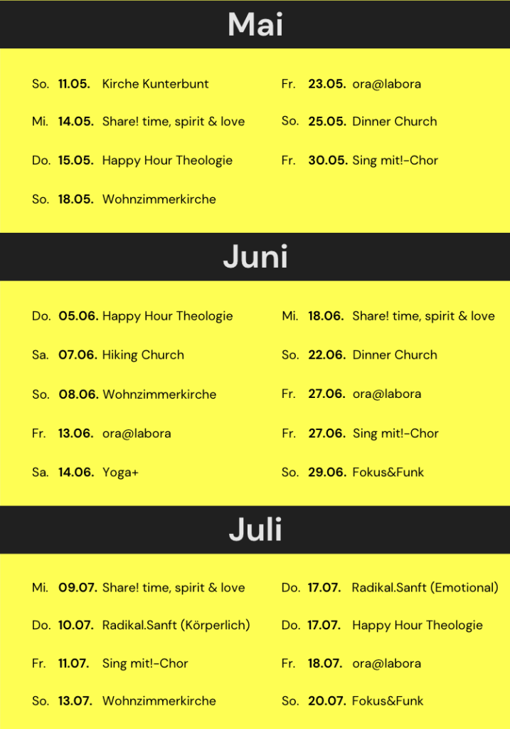 Eventübersicht – Mai bis Juli 2025