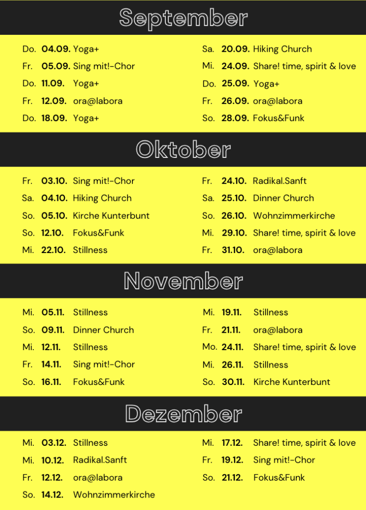 Eventübersicht – September bis Dezember 2025